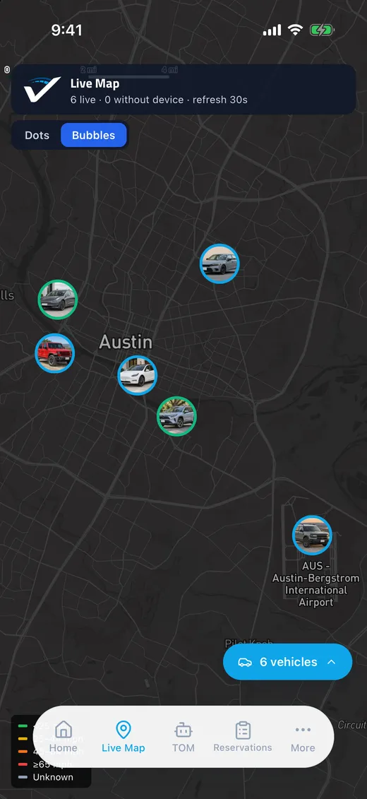 RevHost mobile app, Live Map screen